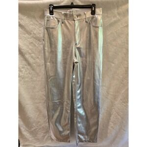 Abercrombie &‎ Fitch  90's Relaxed High Rise Shiny Silver Pants 29/8 Womens  8